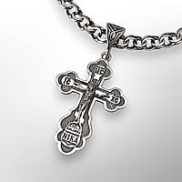 КОМПЛЕКТ: СРІБНИЙ ЛАНЦЮЖОК З ХРЕСТИКОМ, БІСМАРК 925, чорніння, 17.5 г + 3.75 г, 55 см