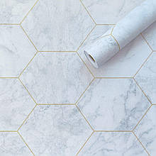 Самоклеюча плівка 0,45х10м х 0,07мм Малахітовий мармур золоті соти SW-00001214