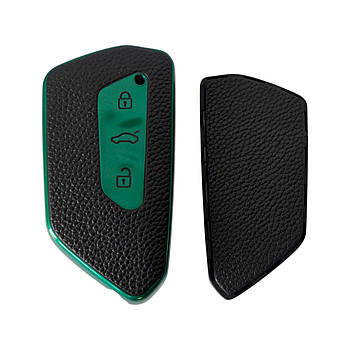 Чохол для ключа Skoda, шкіра зелений
