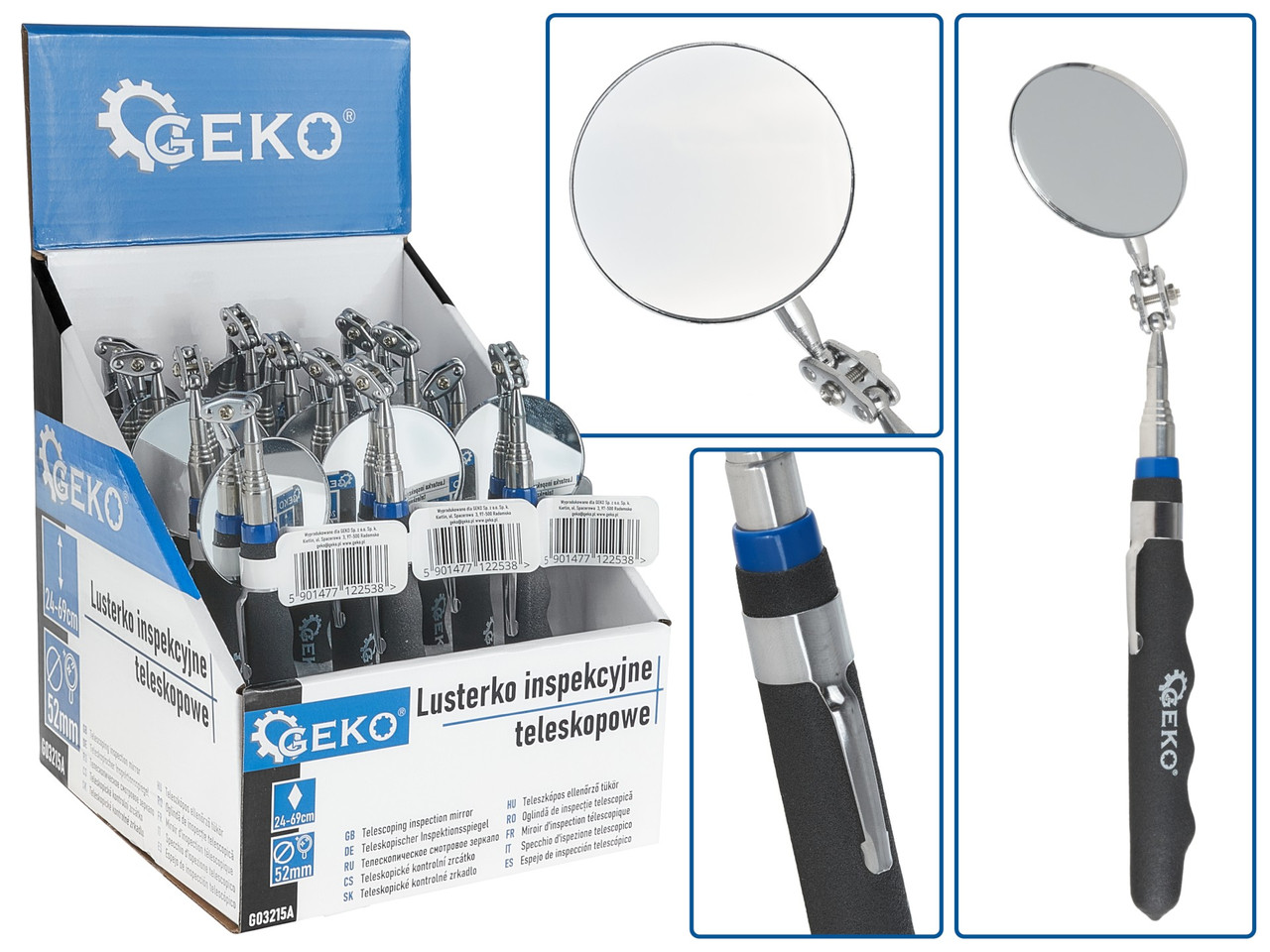 Телескопічне оглядове дзеркало 24-69 см Ceko G03215A