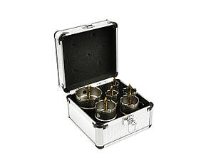 Набір кільцевих пилок по металу з титановим свердлом 6 штук 22-65 мм Geko G40201, фото 1