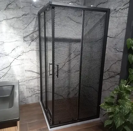Душова кабіна Aquanil INDIANA Dark 100x80x190 см без піддону чорна скло тоноване перфорація 6 мм, фото 1
