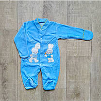 Чоловічок для новонароджених велюрів на кнопках із вишивкою 56,62,68 см 18(62)