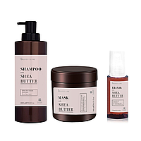 Набор косметики для волос Clever Cosmetics с маслом ши Шампунь 1000 мл + Маска 500 мл + Эликсир 100 мл