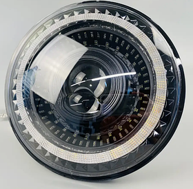 LED фара 7 дюймів 50W ближній, 60W дальній, анімаційний габарит, жовтий поворотник