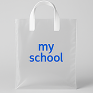 Поліетиленові пакети петля 30х35 см (60 мкм) прозорі з білою ручкою і логотипом Витримує 4 кг!, фото 5