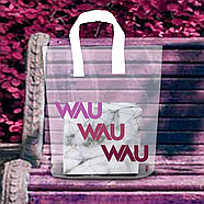 Поліетиленові пакети петля 30х35 см (60 мкм) прозорі з білою ручкою і логотипом Витримує 4 кг!, фото 8