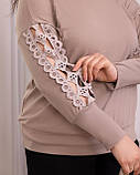 Жіноча стильна кофта батал з мереживом на рукавах (р.48-58). Арт-2820/2, фото 2