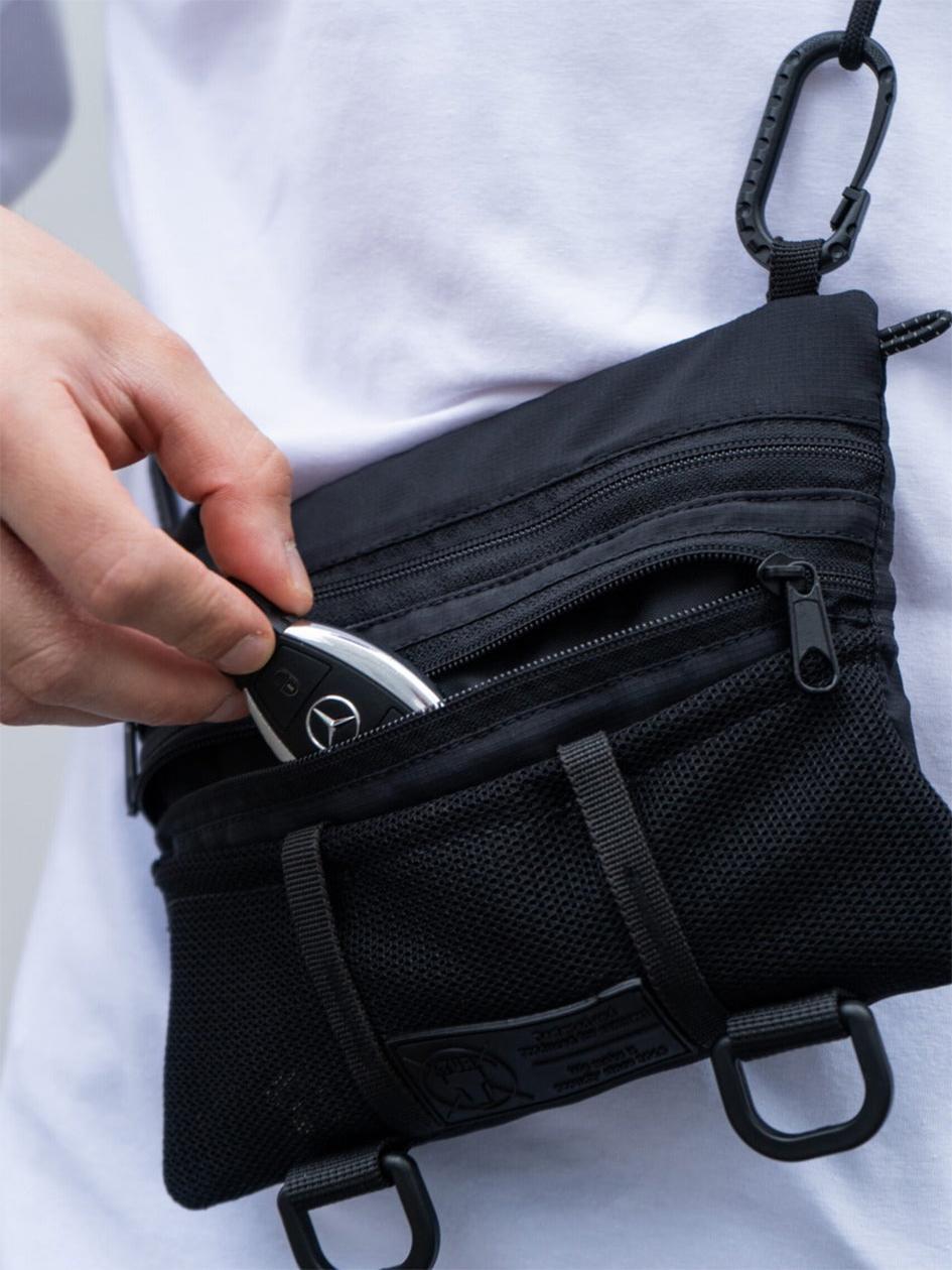 Сумка через плече чоловіча мессенджер з кільцями для карабінів Кинтяку чорна, фото 1