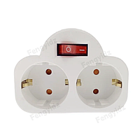 Подвійнийник електричний із вимикачем, із заземленням "Walker", 16 А, 220 — 250 ст. Білий. С защитой от детей