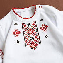 Боді вишиванка червоно чорна для дівчинки біле боді з вишивкою на короткий рукав розміри 62 68 74 80 86 92, фото 3