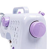 Електрична швейна машинка з педаллю та реверсом SM-505A портативна 2 швидкості та 12 видів рядків, фото 5