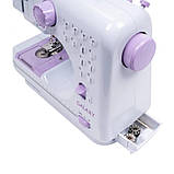 Електрична швейна машинка з педаллю та реверсом SM-505A портативна 2 швидкості та 12 видів рядків, фото 6