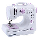 Електрична швейна машинка з педаллю та реверсом SM-505A портативна 2 швидкості та 12 видів рядків, фото 2