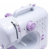 Електрична швейна машинка з педаллю та реверсом SM-505A портативна 2 швидкості та 12 видів рядків, фото 3