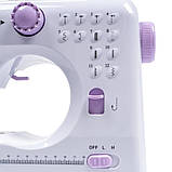 Електрична швейна машинка з педаллю та реверсом SM-505A портативна 2 швидкості та 12 видів рядків, фото 4