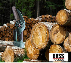 Акумуляторна ланцюгова міні пила 4" Bass Polska 8322, Пила для підрізування, Бездротова міні пила, Садова пила, фото 4
