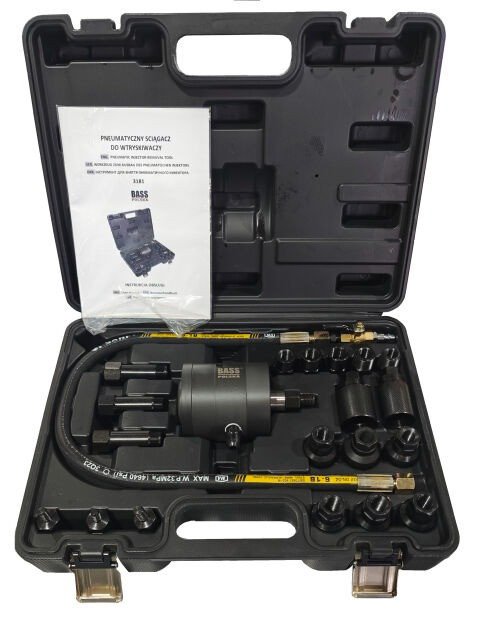 Пневматичний знімач форсунок Bass Polska 3181, Інжекторний знімач, Пневматичний молоток з адаптерами