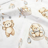 Бязь "Ведмедики на гойдалках та в плетених кошиках" на білому тлі № Е-3518, фото 6