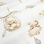 Бязь "Ведмедики на гойдалках та в плетених кошиках" на білому тлі № Е-3518, фото 5