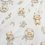 Бязь "Ведмедики на гойдалках та в плетених кошиках" на білому тлі № Е-3518, фото 2