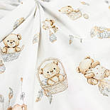 Бязь "Ведмедики на гойдалках та в плетених кошиках" на білому тлі № Е-3518, фото 4