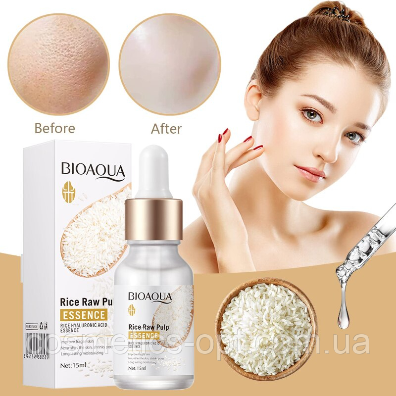 Сироватка для обличчя з екстрактом рису Bioaqua Rice Raw Pulp Essence, 15 мл, фото 1