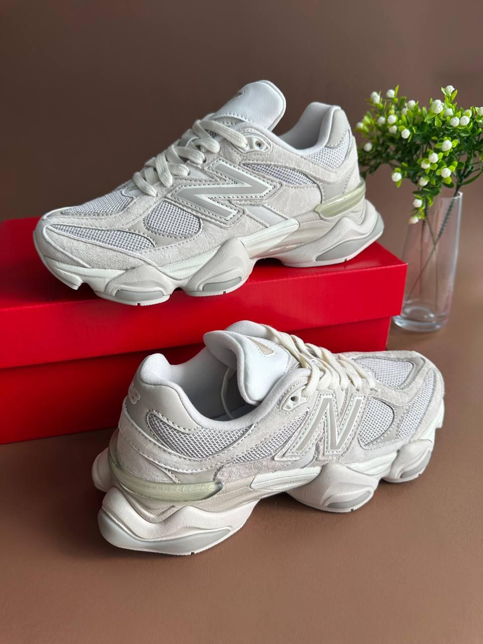 Кросівки New Balance 9060 Beige жіночі Нью Беланс 9060 бежеві зама текстиль шкіра демісезон