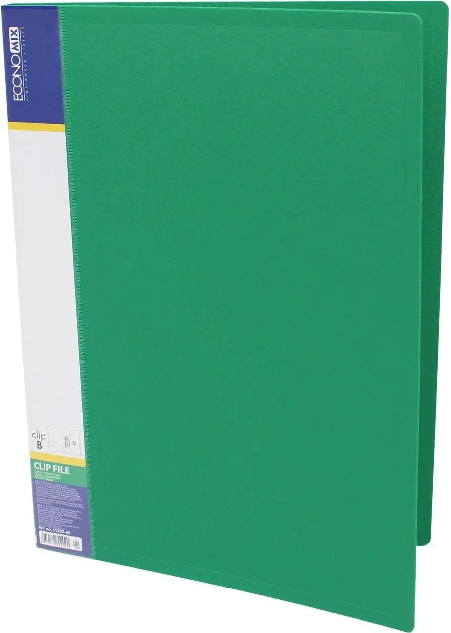 Папка з притиском А4 ECONOMIX пластикова CLIP В, зелена E31202-04
