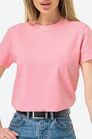 Футболка удобная классическа женская футболка яркая молодежная для женщин хлопковые футболки вырезом розовая
