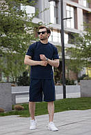 Набір одягу чоловічий літній вільний якісний спортивний костюм Футболка шорти синій