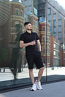 Легкий льняний класичний чоловічий костюм стильний повсякденний чоловічий комплект на літо чорний