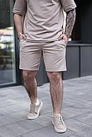 Шорти та футболка для тренувань відпочинку бежевий, Чоловічий бавовняний якісний комплект на літо
