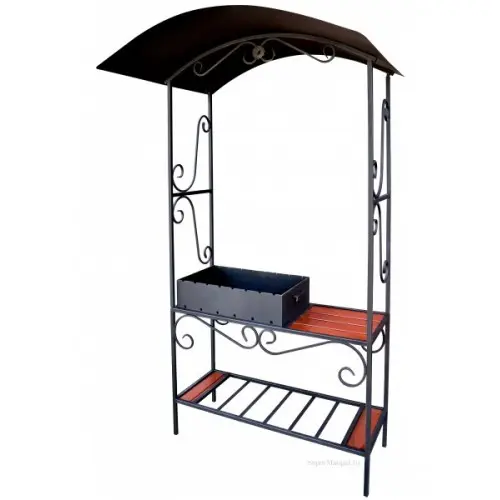 Мангал Стандарт 600 VESUVI багатофункціональний зі знімним дахом з металу, жаровня на 8-10 шампурів, фото 1