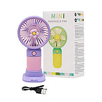 Міні вентилятор настільний AC-38 Рожево-фіолетовий, портативний вентилятор на акумуляторі з підставкою