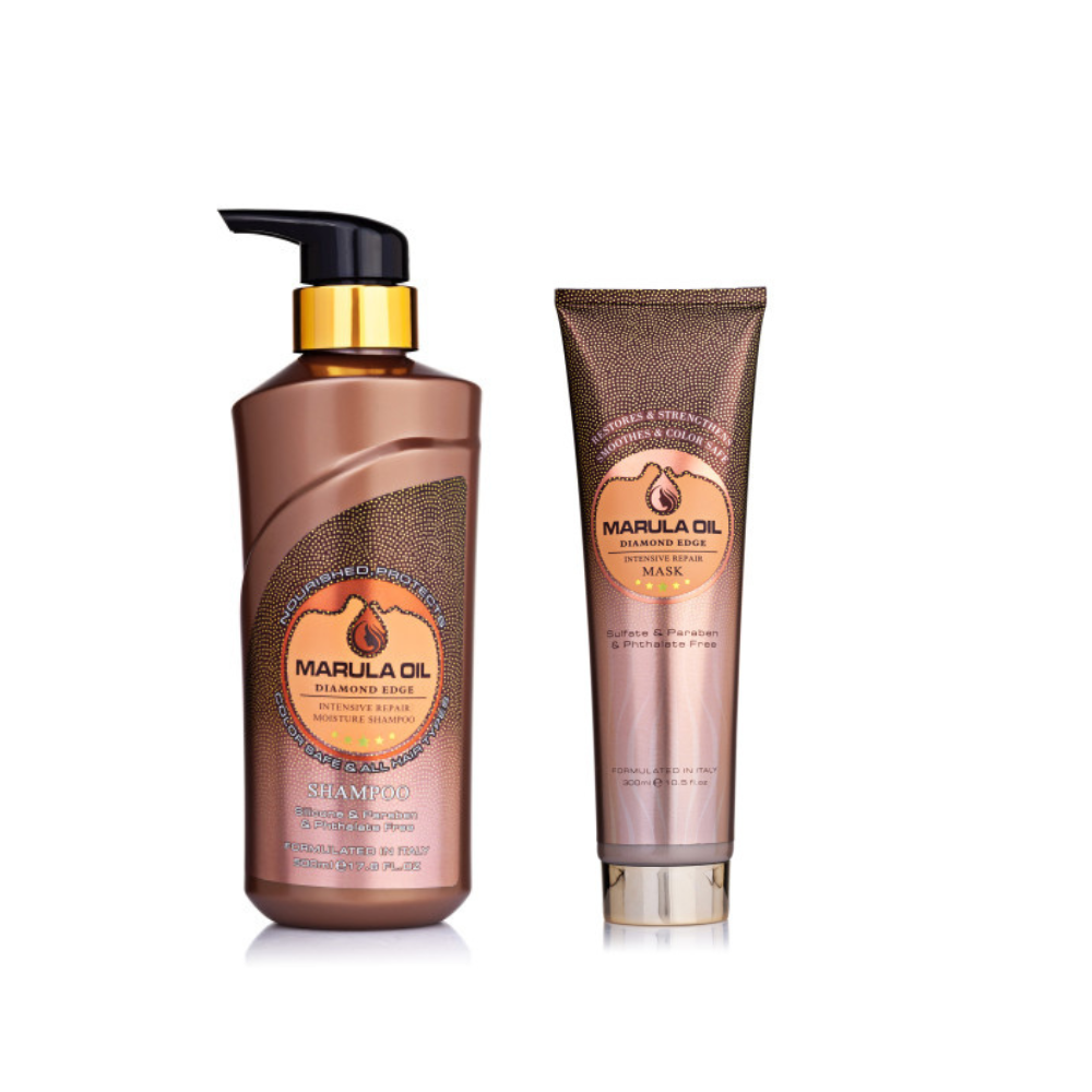 Набір косметики для волосся Clever Cosmetics Шампунь  Marula Oil 500 мл + Маска  Marula Oil 300 мл