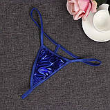 Стринги блискучі жіночі еротичні ONE SIZE сині (MET-Dblue), фото 3