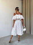 Літня приталена сукня міді на тонких бретелях з воланом муслінова (р. 42-52) 2036066, фото 3