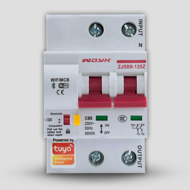 Wi-Fi автомат з енергомоніторингом WDYK однофазний 80A (Tuya smart)