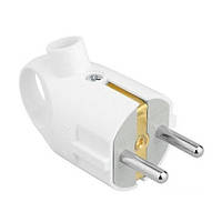 Вилка NILSON кутова з заземленням та кільцем, білий