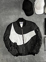 Чоловіча чорна куртка бомбер Nike осінь весна без капюшона , Демісезон куртка ветровка Найк чорного кольору nikiwe