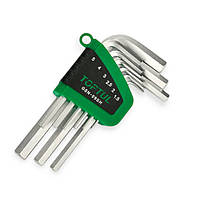 Набір ключів шестигранних коротких HEX 1,5-10 мм, 9 шт. сталь S2 Toptul