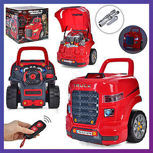 Дитячий ігровий набір інструментів "Автосервіс" із двигуном вантажівки. Автотренажер 008-978 Червоний