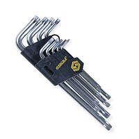Набір ключів шестипроменевих Г-подібних TORX Т10-Т50, 9 шт середні SIGMA