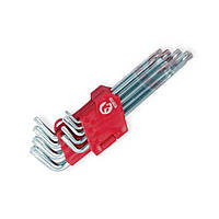 Набір ключів шестипроменевих Г-подібних TORX Т10-Т50, 9 шт середні INTERTOOL