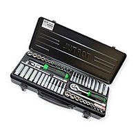 Набір інструменту 1/4" 54 шт, 4-14 мм з тріск., подовж., кардан, отв.-вороток,подов. головк, Toptul