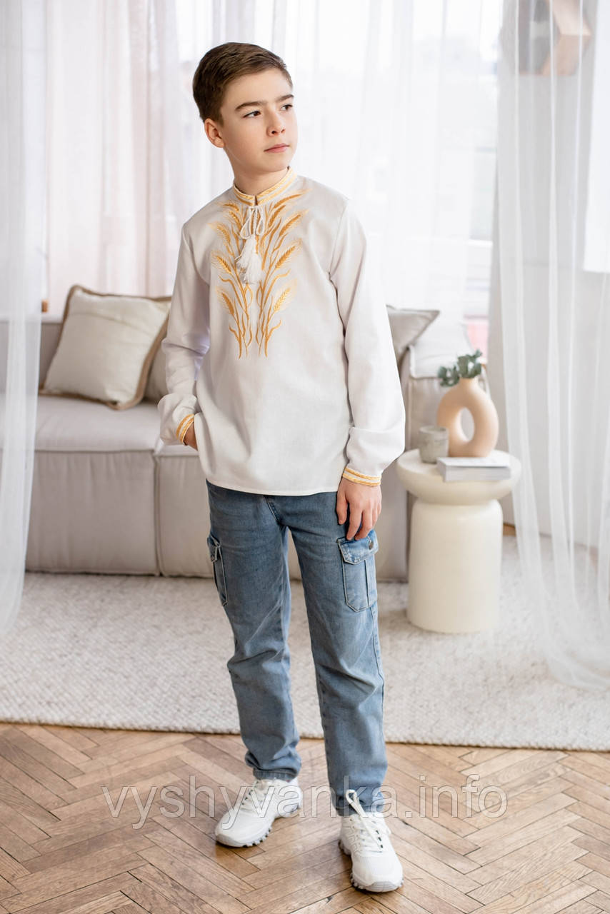 Біла дитяча вишиванка з колосками, арт. 4446, фото 1