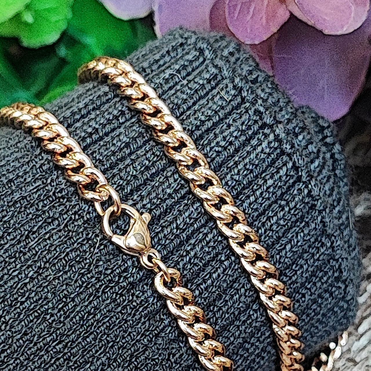 Ланцюжок xuping 4мм 49см медичне золото позолота 18к панцирне плетення ц835, фото 1