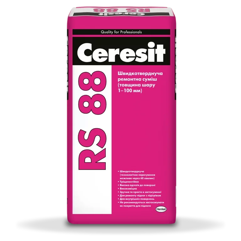 Швидкотвердіюча ремонтна суміш Ceresit RS 88 1-100 мм 25 кг, фото 1