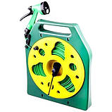 Шланг для поливу на котушці 20м з розпилювачем BSM Зелений з жовтим, фото 2